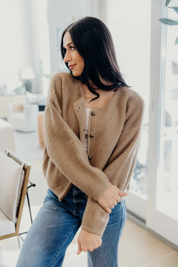 THE BUTTON FRONT CARDIGAN - SESAME