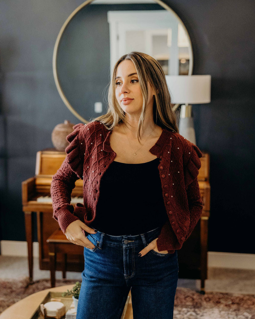 CROCHET CARDIGAN - BORDEAUX