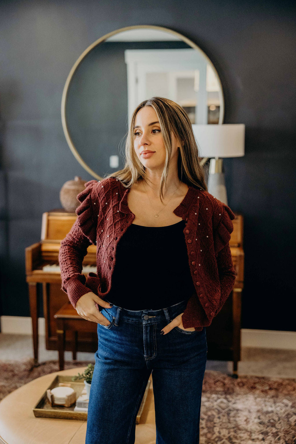 CROCHET CARDIGAN - BORDEAUX