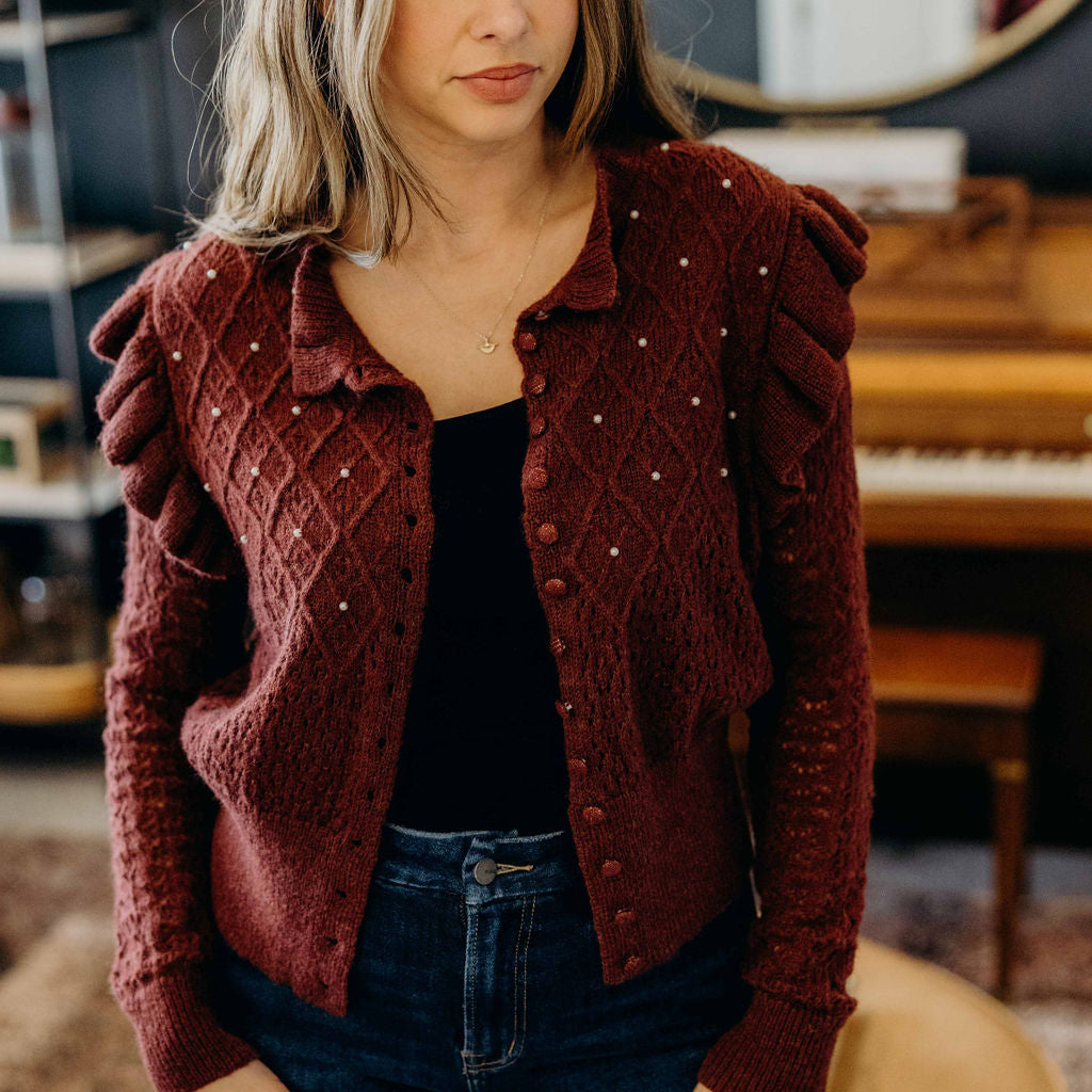 CROCHET CARDIGAN - BORDEAUX