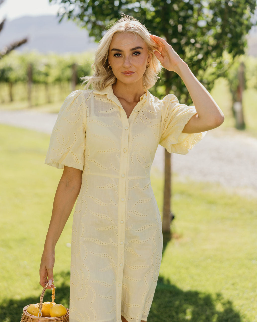 THE STERLING EYELET DRESS - LEMON