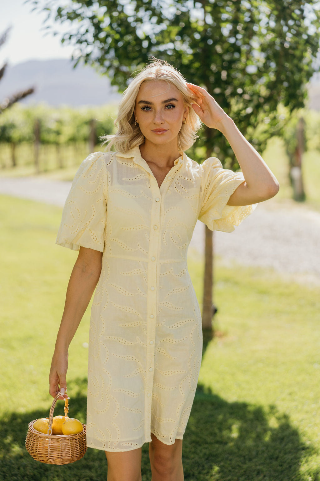 THE STERLING EYELET DRESS - LEMON