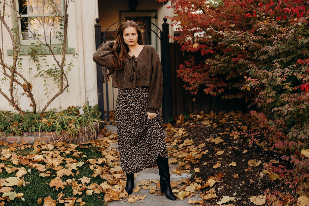 THE MIDI SLIP SKIRT - LEOPARD