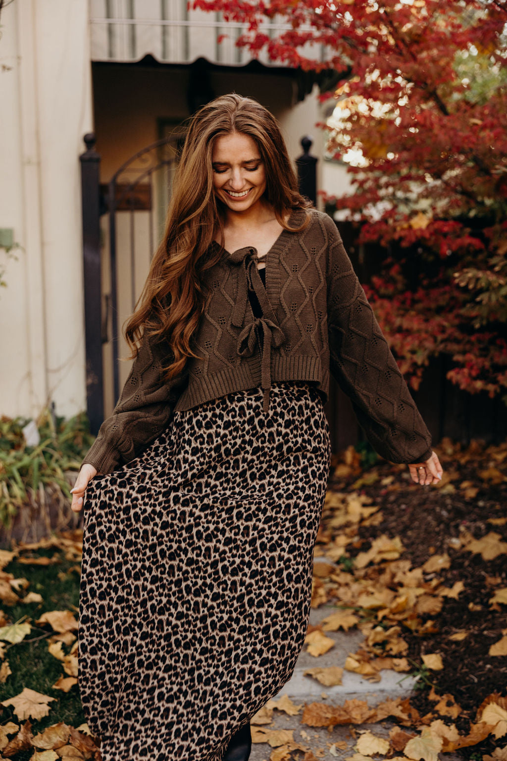 THE MIDI SLIP SKIRT - LEOPARD