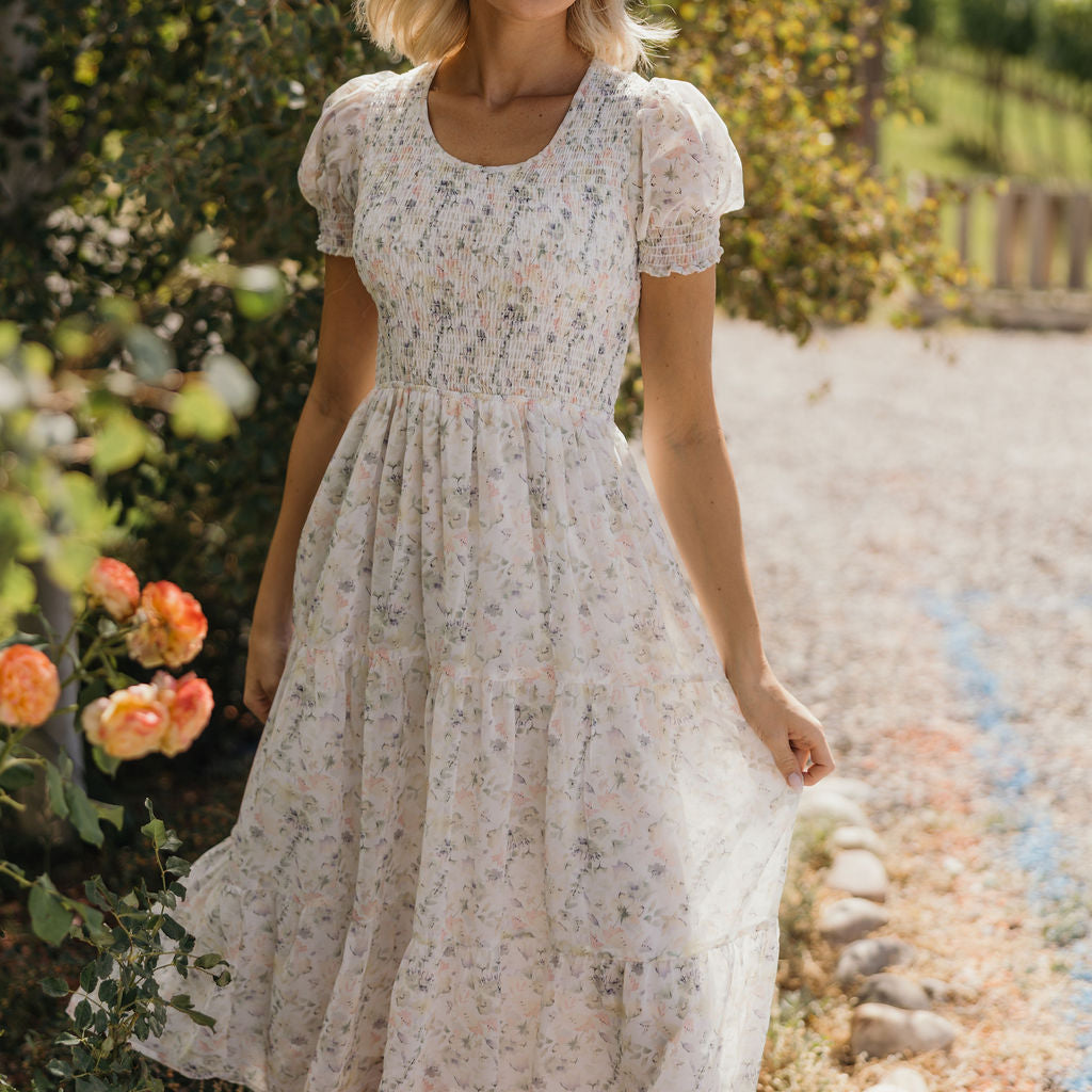THE MCCALL PRINTED MIDI DRESS - PRESSED FLORAL