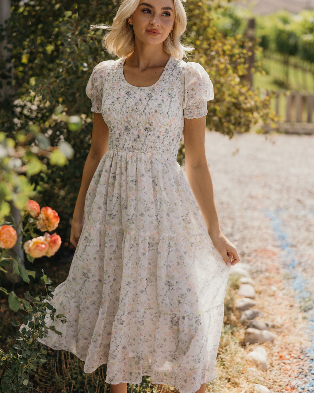 THE MCCALL PRINTED MIDI DRESS - PRESSED FLORAL