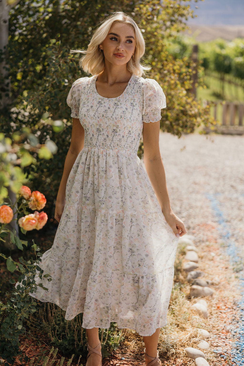 THE MCCALL PRINTED MIDI DRESS - PRESSED FLORAL