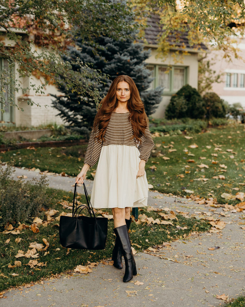 THE DAWN DRESS - OLIVE STRIPED