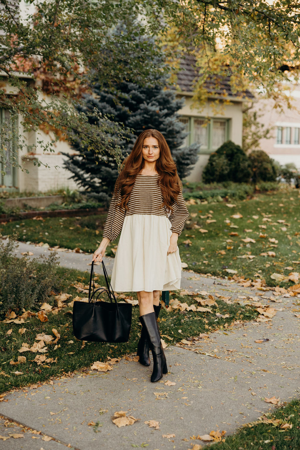 THE DAWN DRESS - OLIVE STRIPED