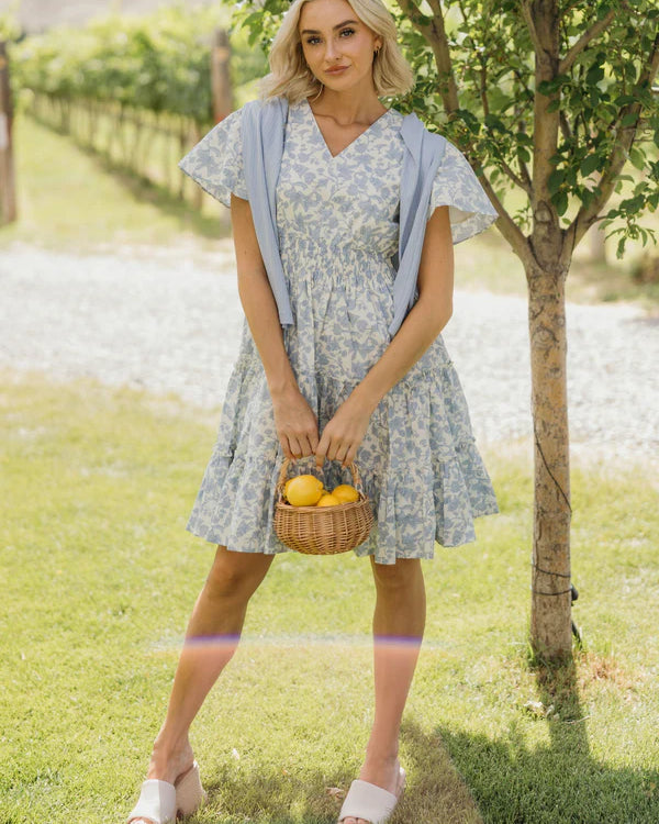 THE JEMMA FLORAL PRINTED DRESS - FORGET ME NOT