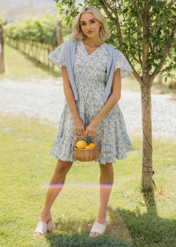 THE JEMMA FLORAL PRINTED DRESS - FORGET ME NOT