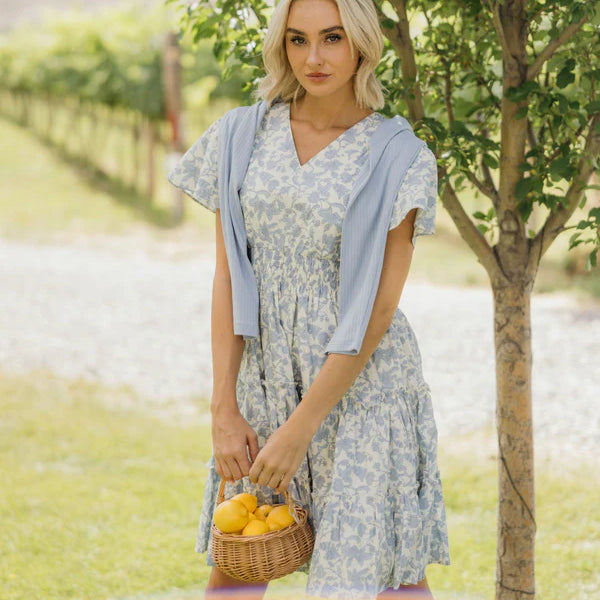 THE JEMMA FLORAL PRINTED DRESS - FORGET ME NOT