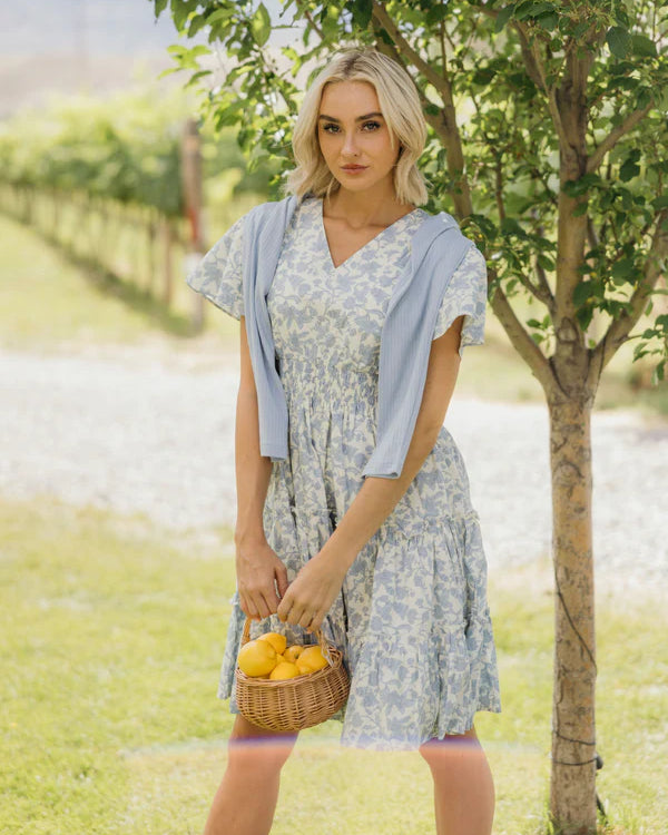 THE JEMMA FLORAL PRINTED DRESS - FORGET ME NOT