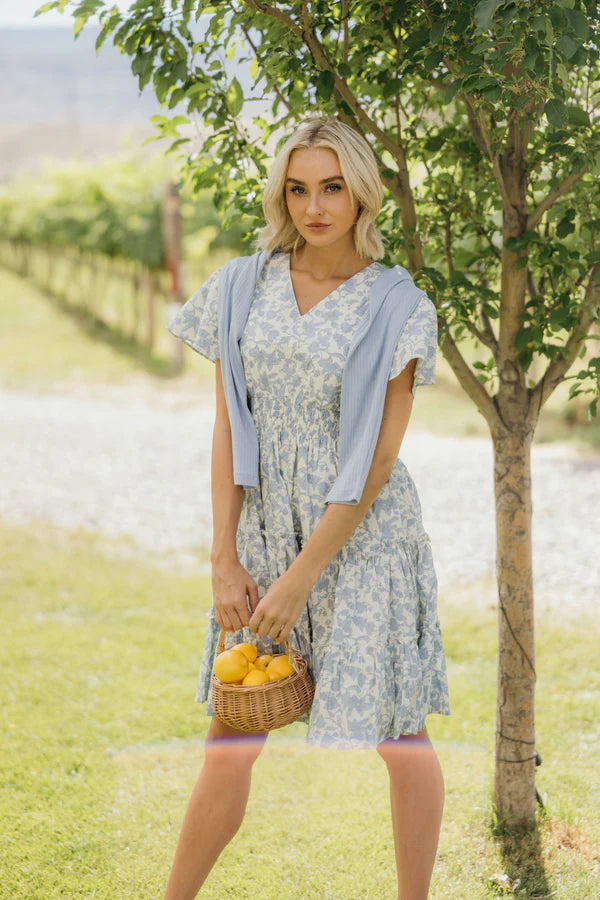 THE JEMMA FLORAL PRINTED DRESS - FORGET ME NOT