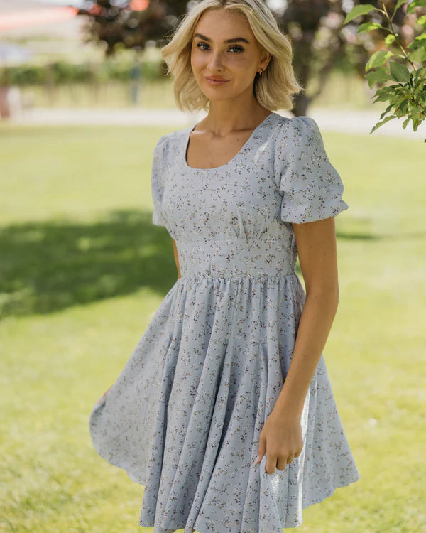 THE TYLER PRINTED DRESS - WHISPER SKY
