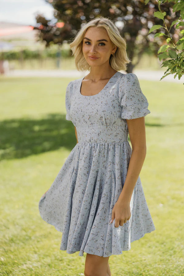 THE TYLER PRINTED DRESS - WHISPER SKY