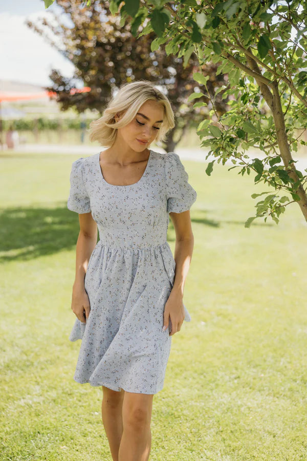 THE TYLER PRINTED DRESS - WHISPER SKY