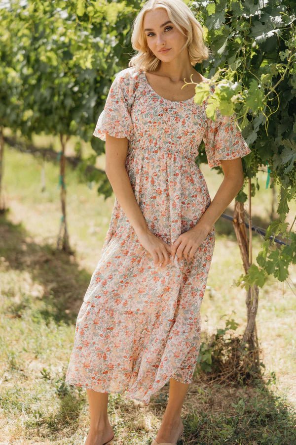 WYOMING MIDI FLORAL DRESS - COUNTRY FLAIR