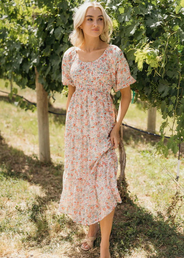 WYOMING MIDI FLORAL DRESS - COUNTRY FLAIR