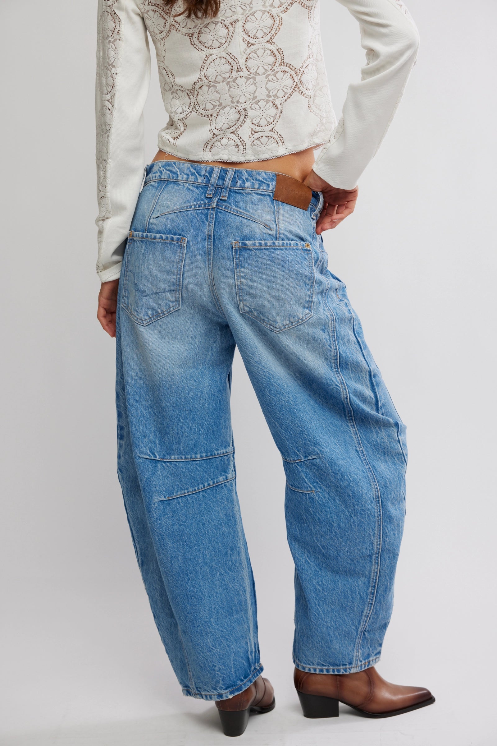 FREE PEOPLE GOOD LUCK BARREL PANT - ULTRA LIGHT BEAM