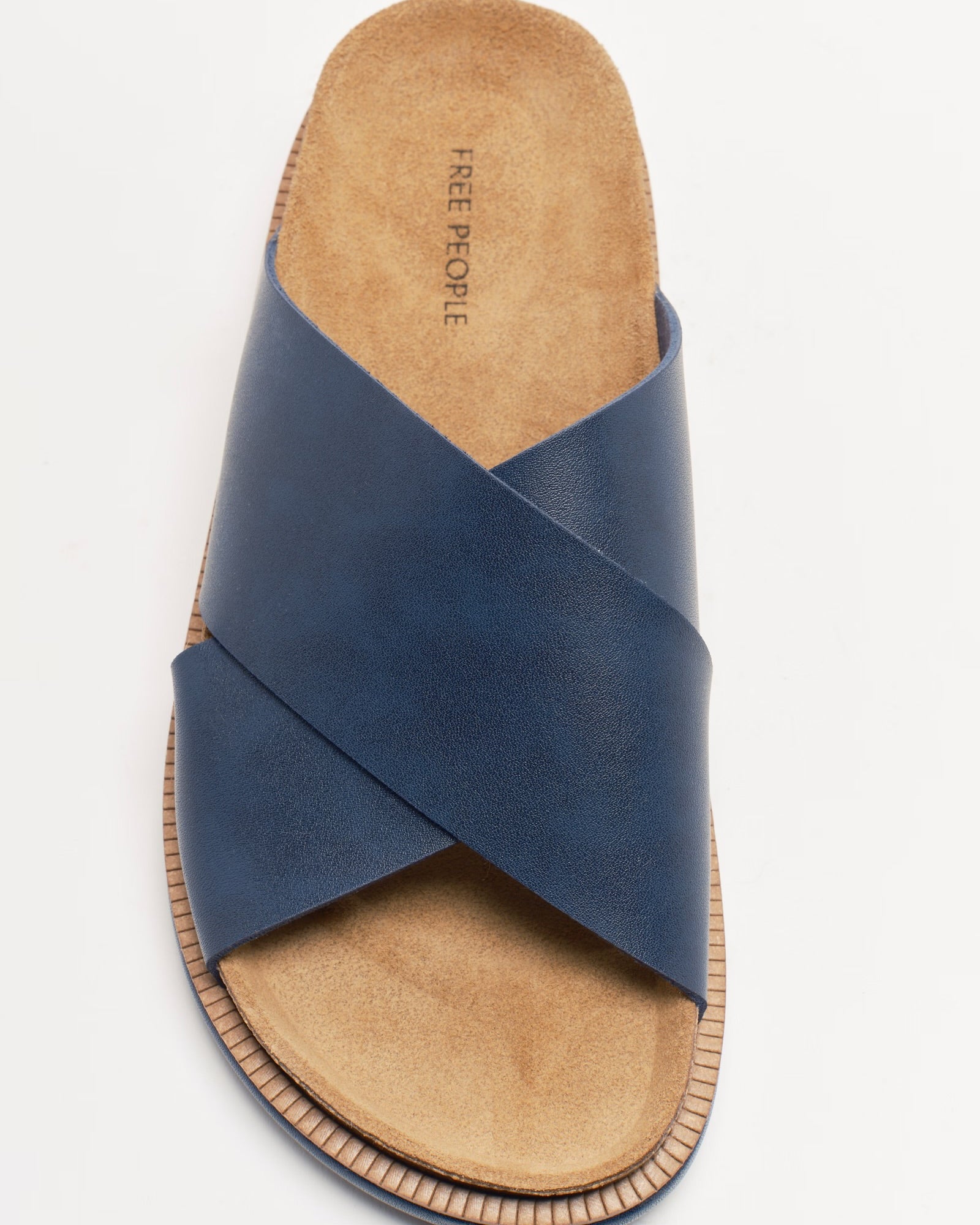 FREE PEOPLE SIDELINES FOOTBED SLIDE - NAVY