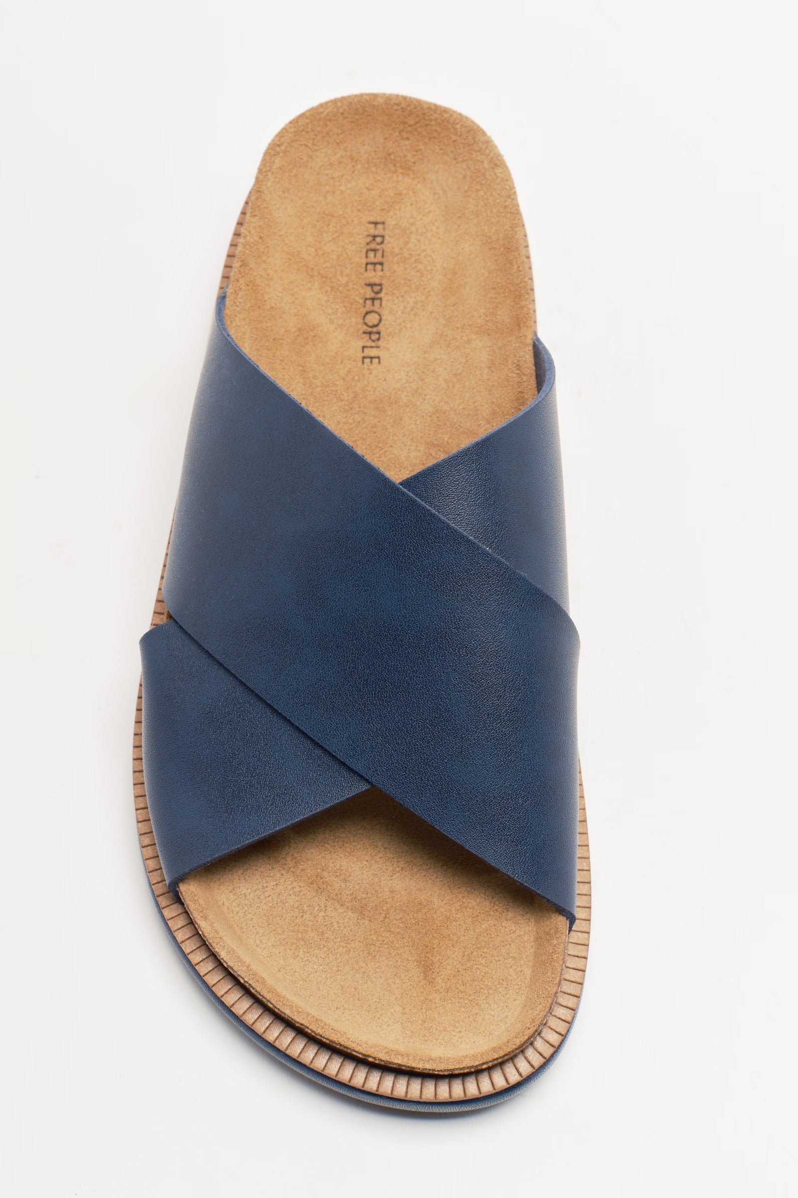 FREE PEOPLE SIDELINES FOOTBED SLIDE - NAVY