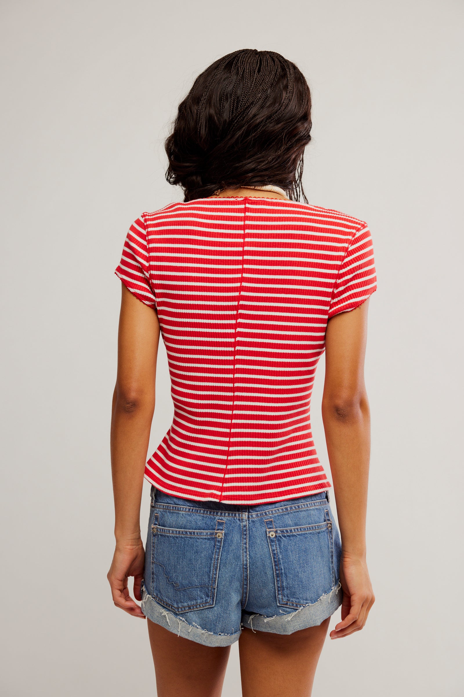 FREE PEOPLE MOST WANTED STRIPED CARDI - RED WHITE