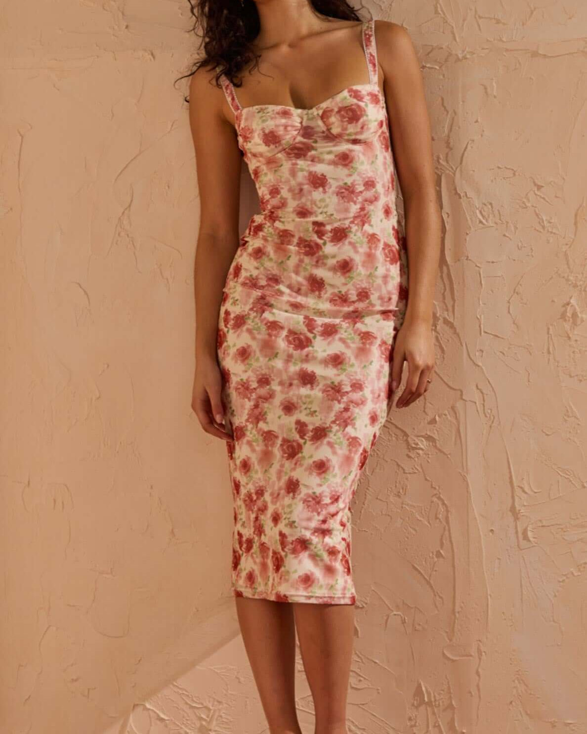 MP CAMILLE BUSTIER DRESS - PINK FLORAL