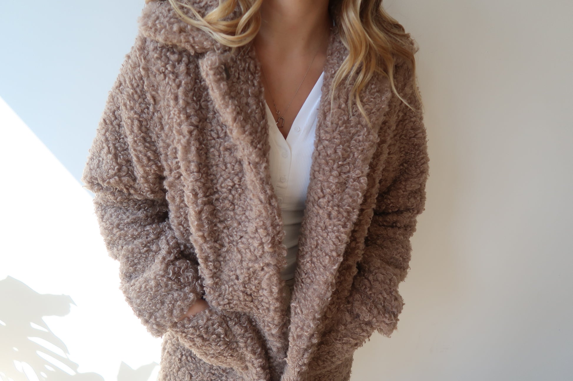 POODLE FUR JACKET - CAMEL - LAST SIZE M