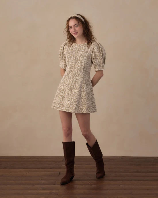 RYLEE + CRU LEVI MINI DRESS - LIGHT LEOPARD