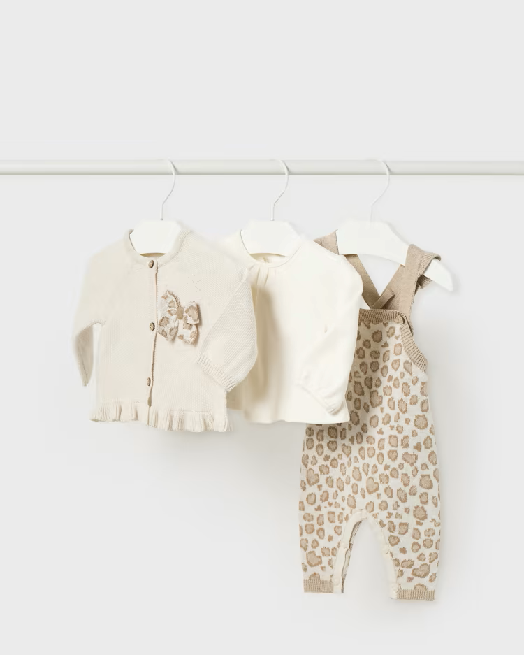 MAYORAL 3PC KNIT SET - MILK