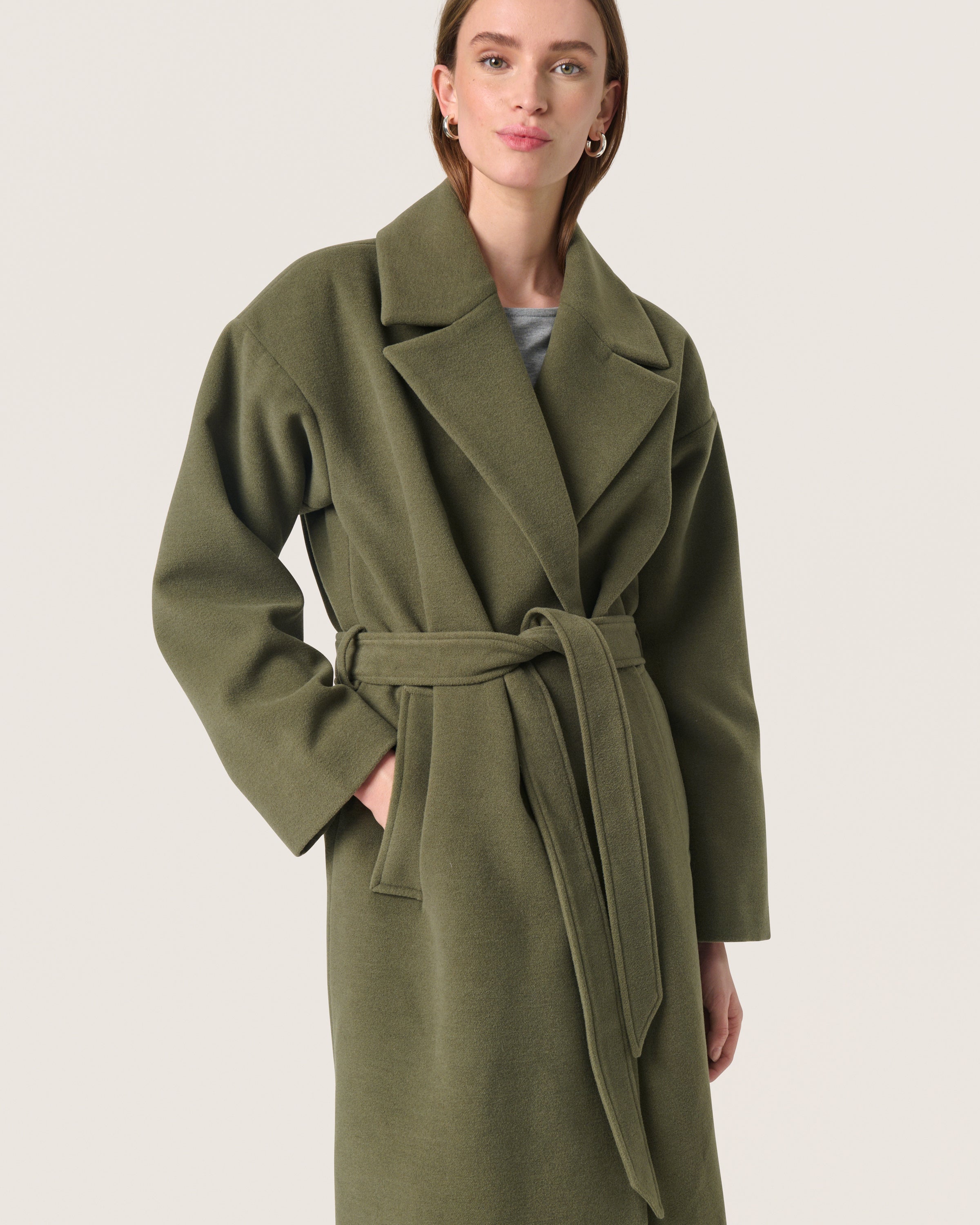 SOAKED RUBIE BELTED COAT - GRAPE LEAF