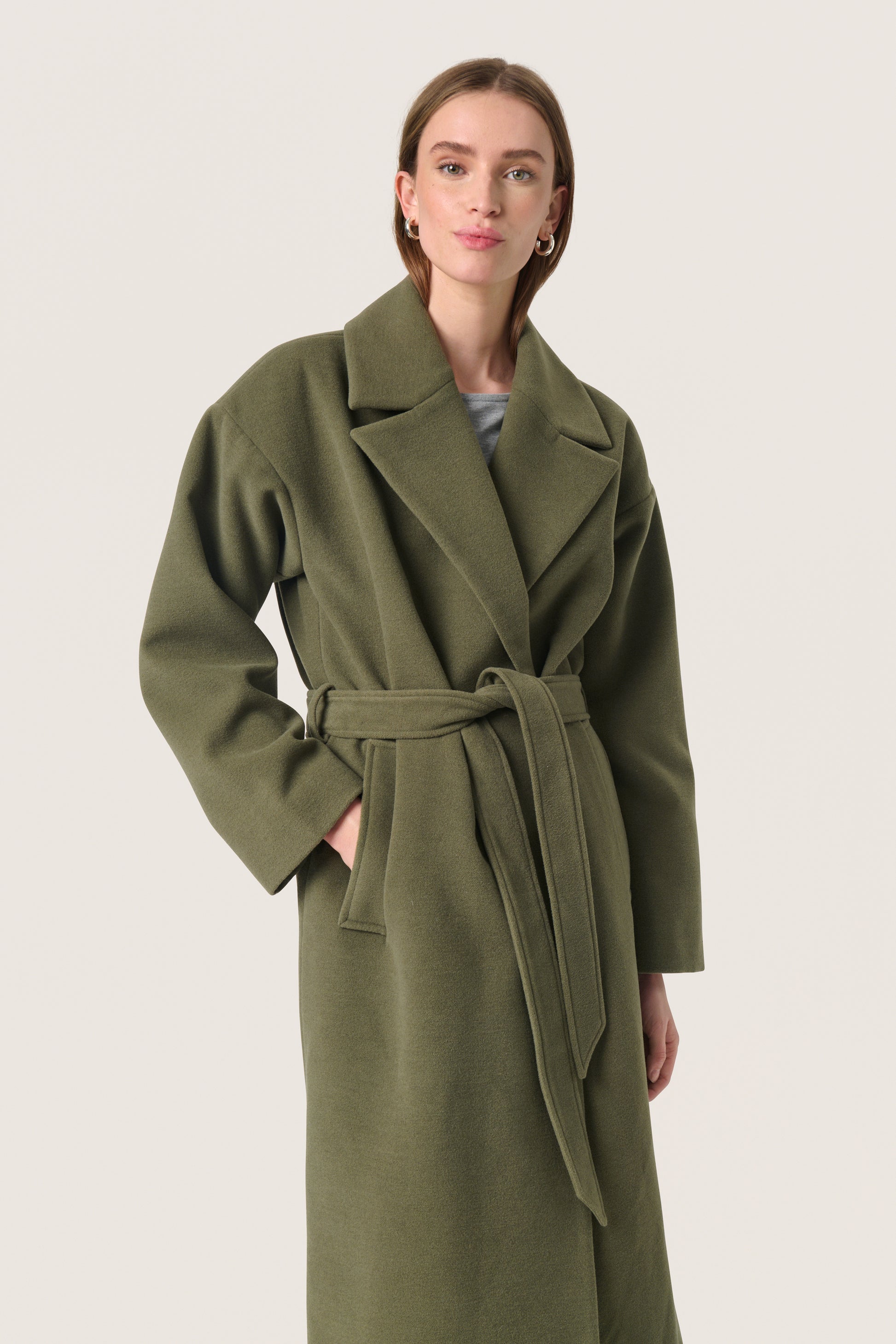 SOAKED RUBIE BELTED COAT - GRAPE LEAF