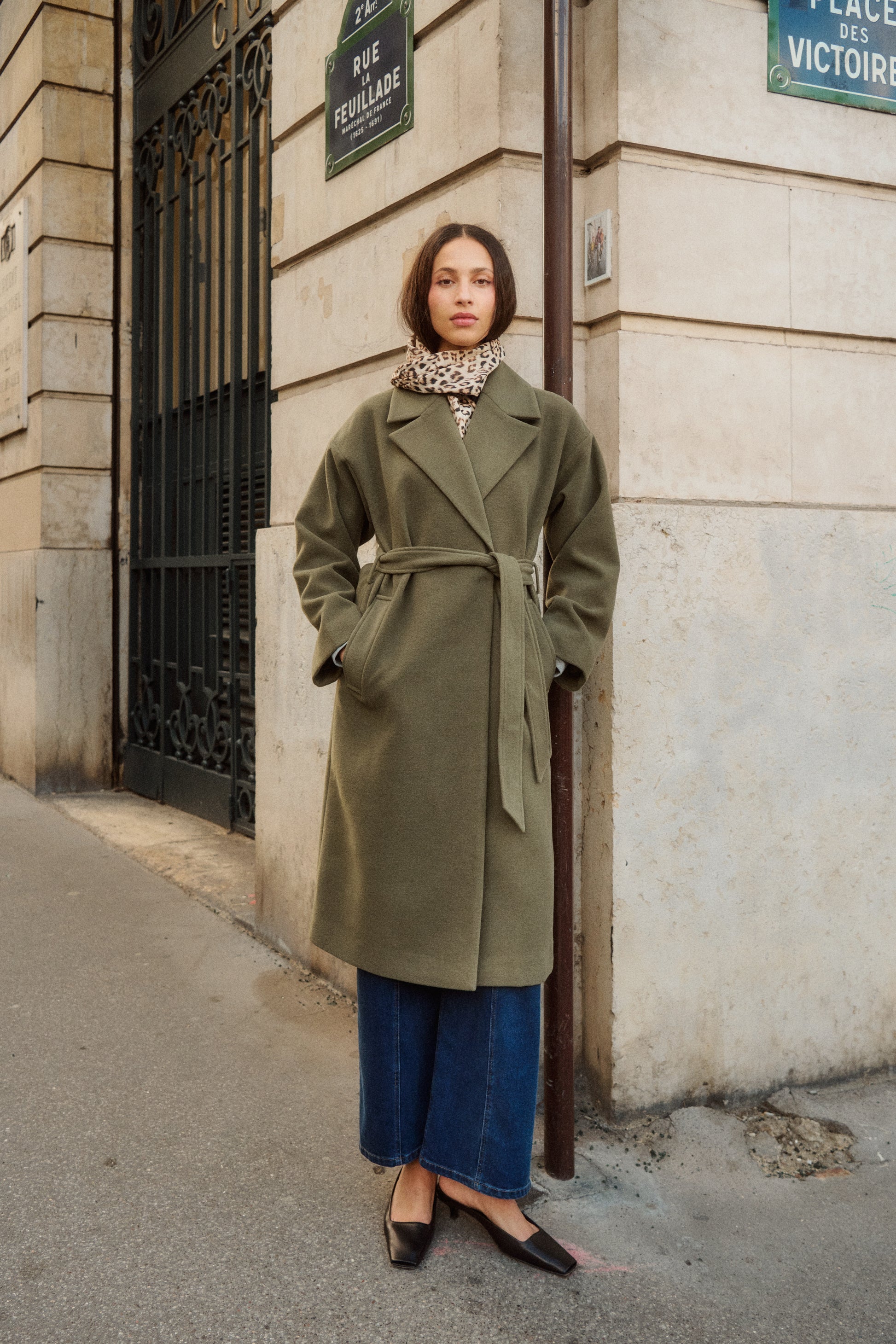 SOAKED RUBIE BELTED COAT - GRAPE LEAF