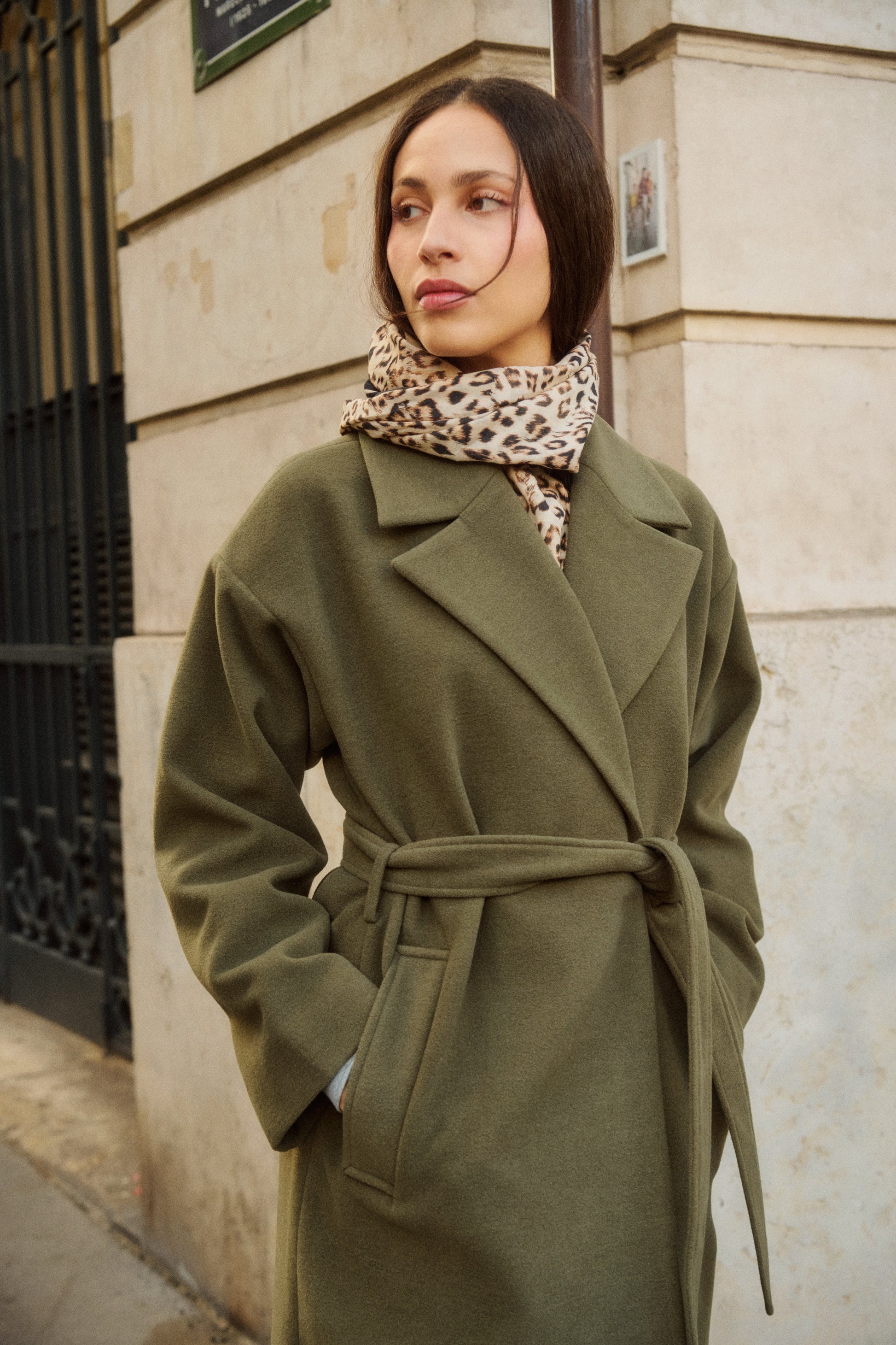 SOAKED RUBIE BELTED COAT - GRAPE LEAF