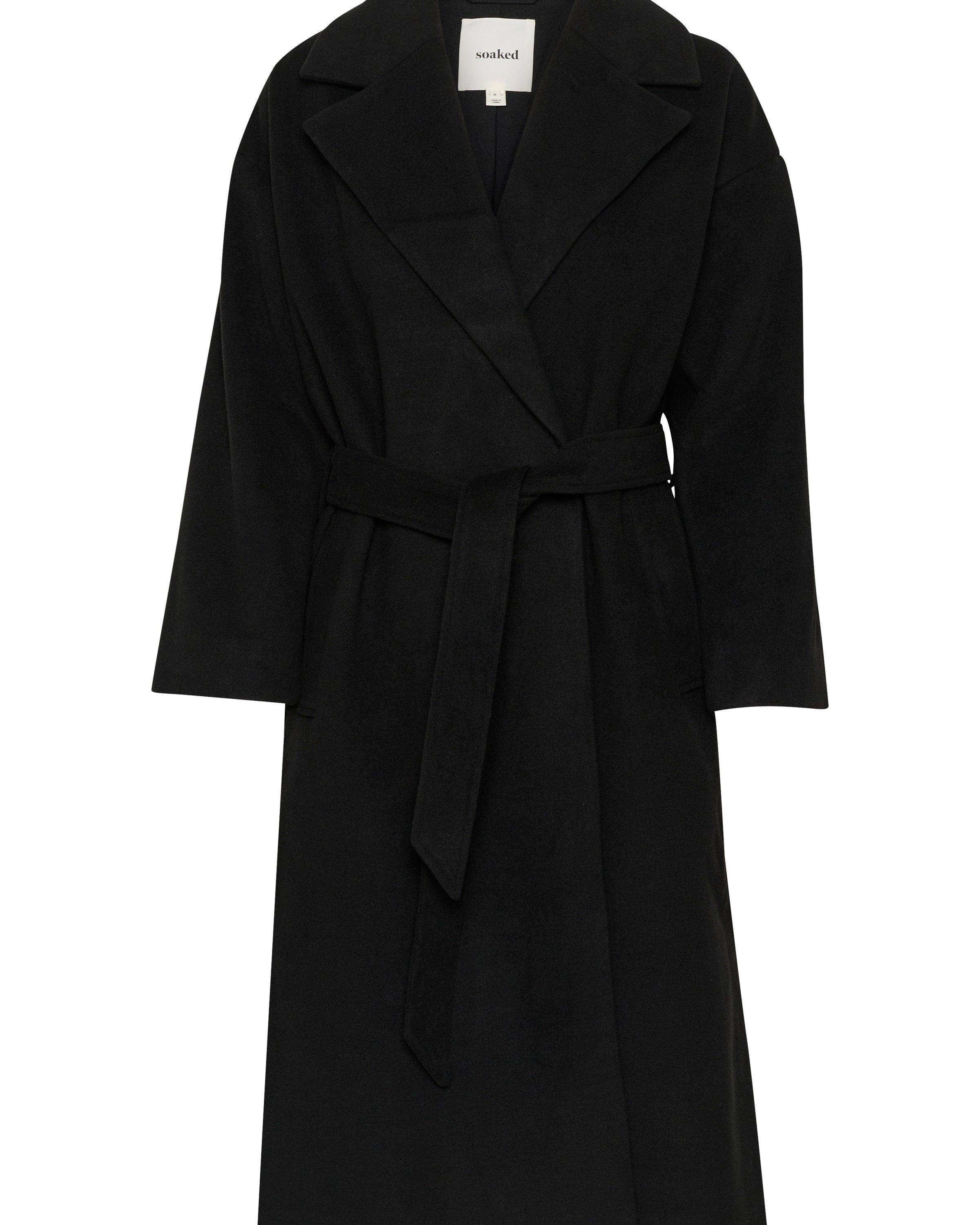 SOAKED RUBIE BELTED COAT - BLACK