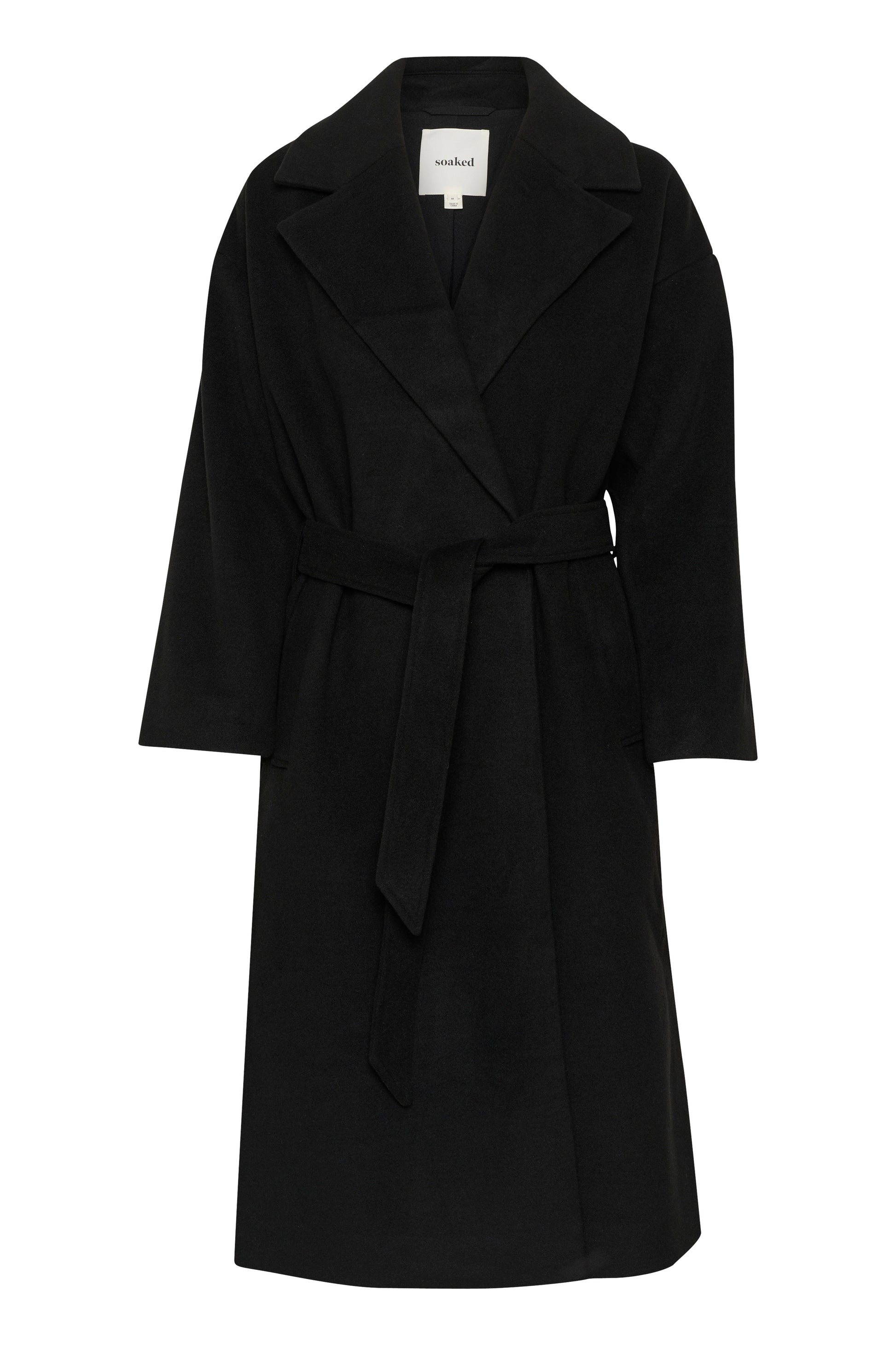 SOAKED RUBIE BELTED COAT - BLACK
