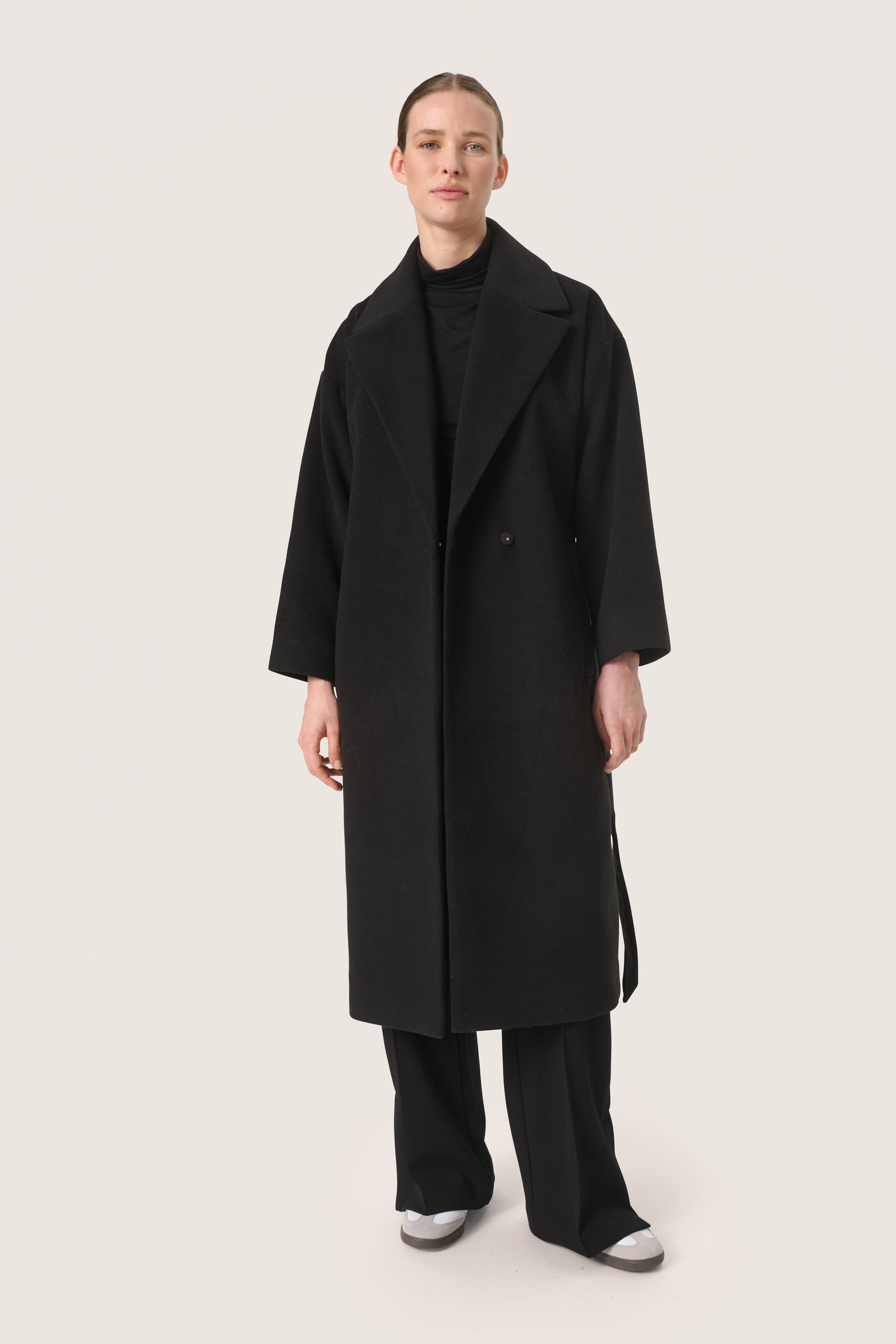 SOAKED RUBIE BELTED COAT - BLACK