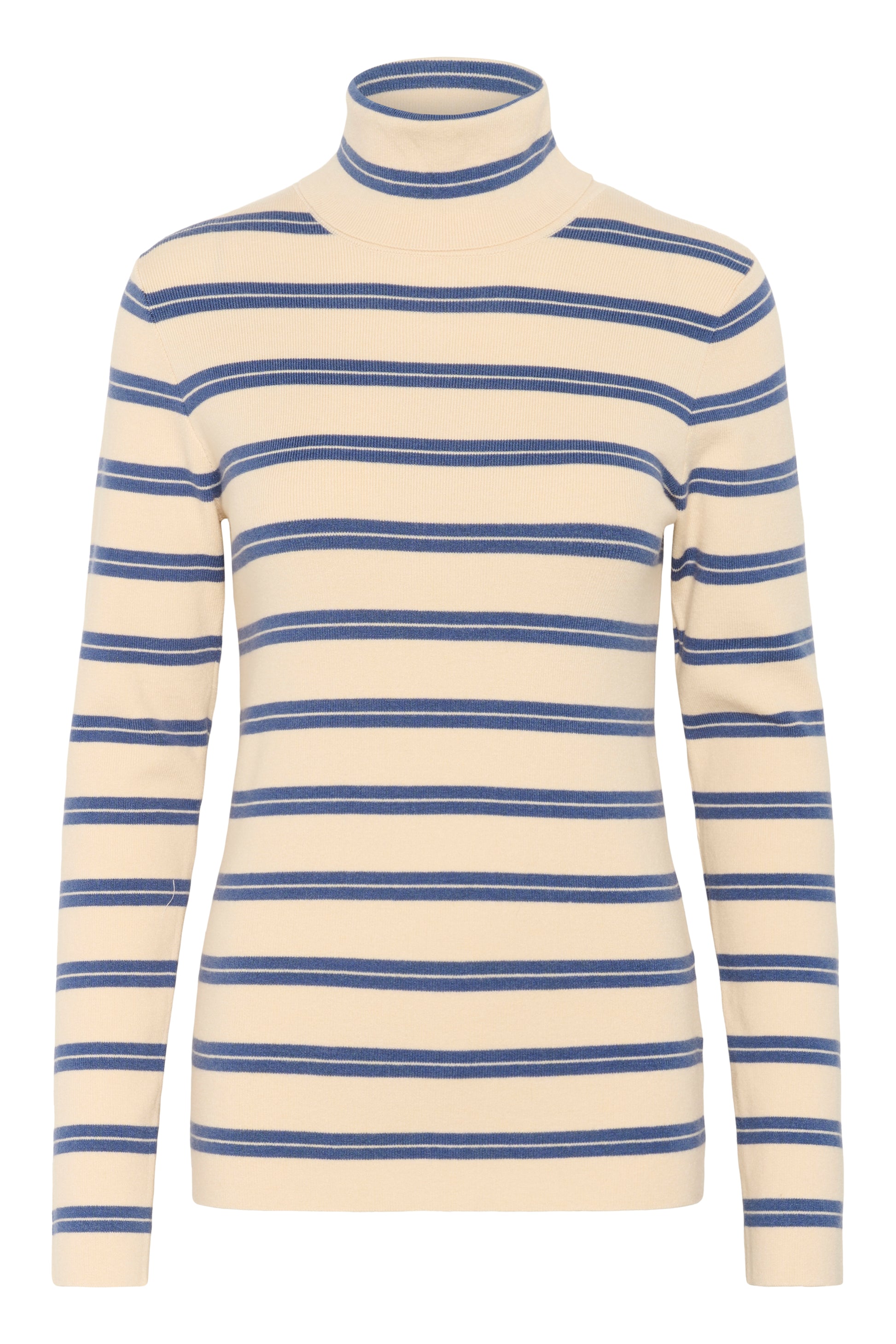 SOAKED SPINA STRIPED ROLLNECK - DOESKIN W BIJOU BLUE