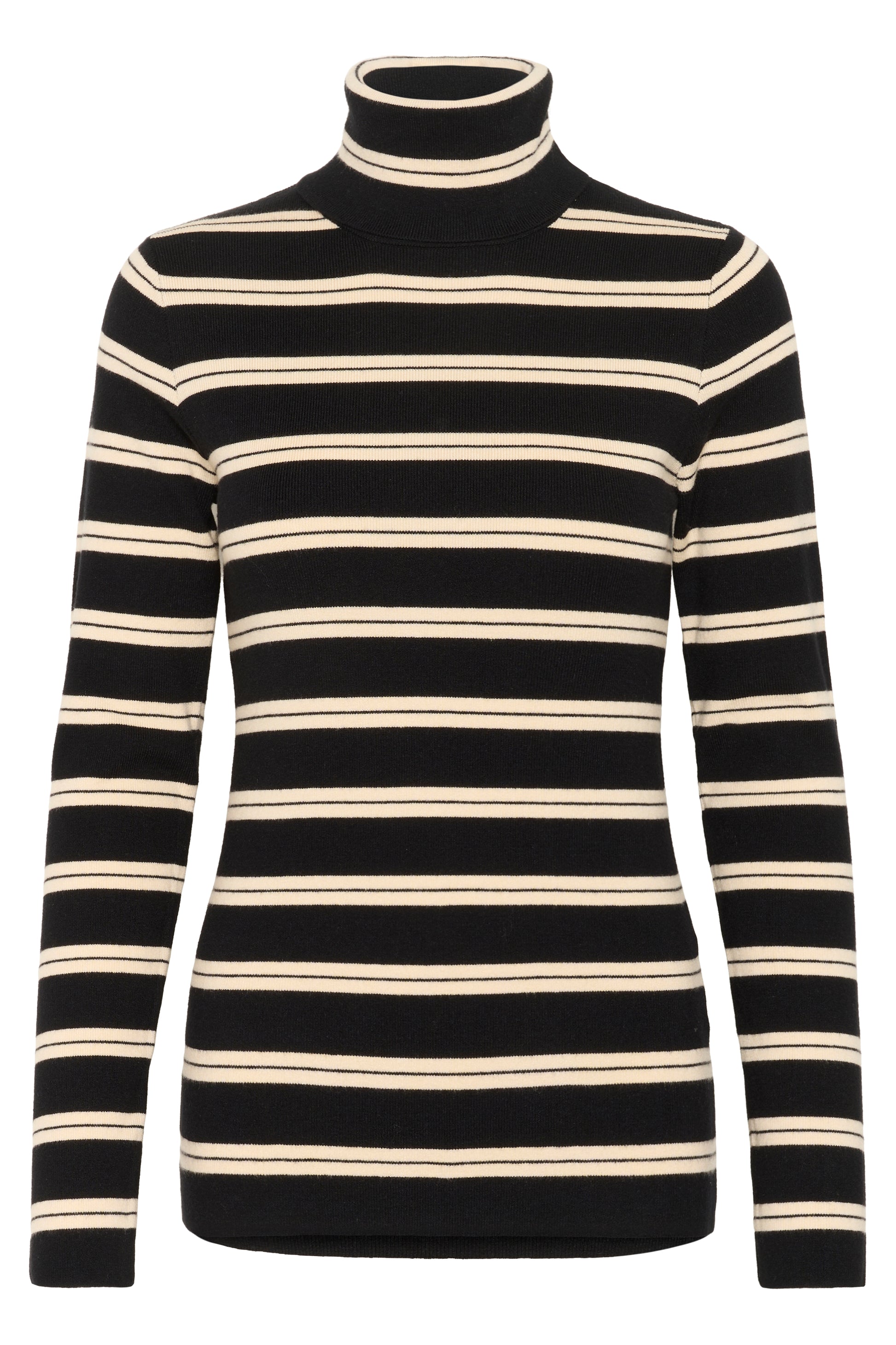 SOAKED SPINA STRIPED ROLLNECK - BLACK W DOESKIN