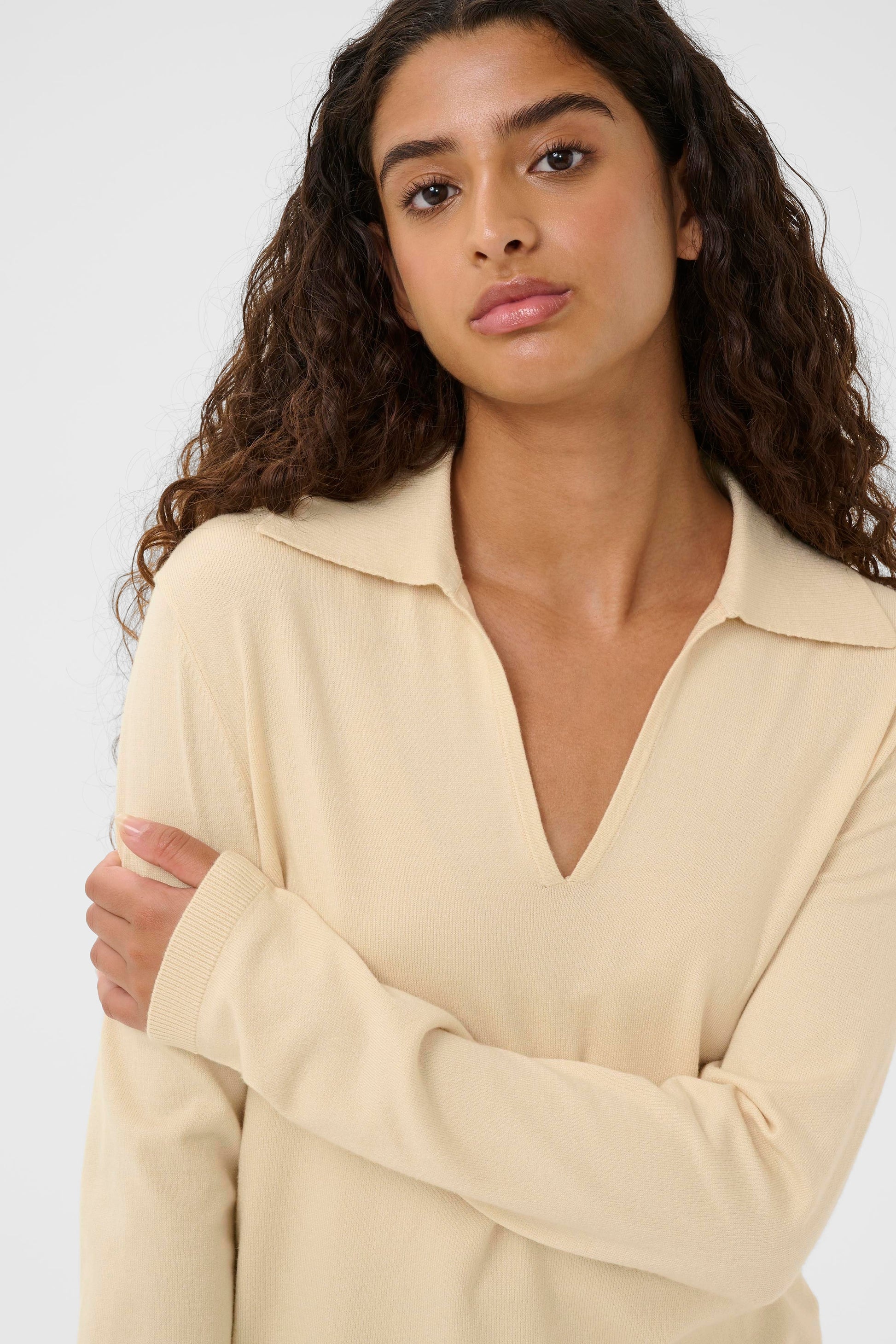 SAINT TROPEZ SPINA POLO PULLOVER - SANDSHELL