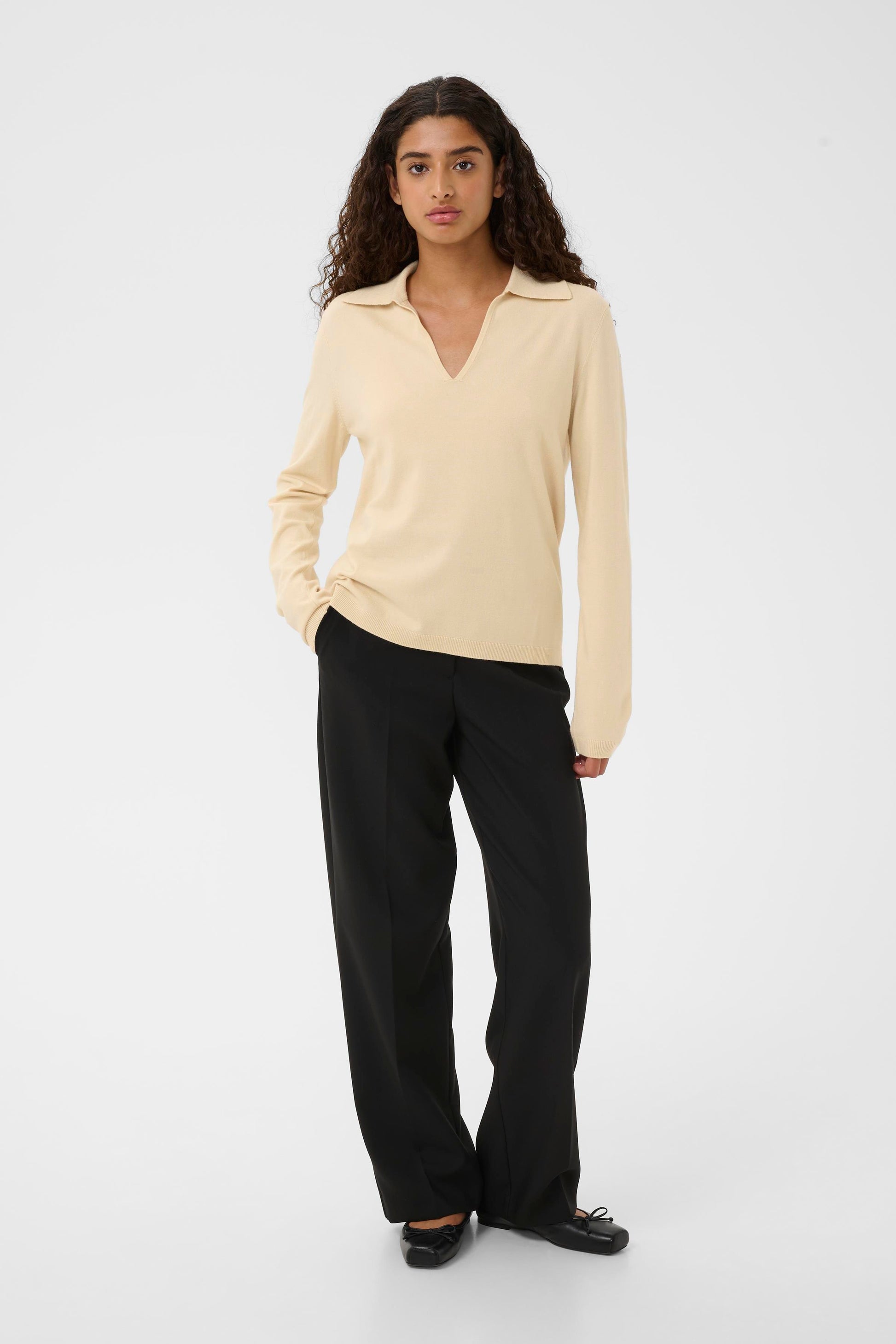 SAINT TROPEZ SPINA POLO PULLOVER - SANDSHELL