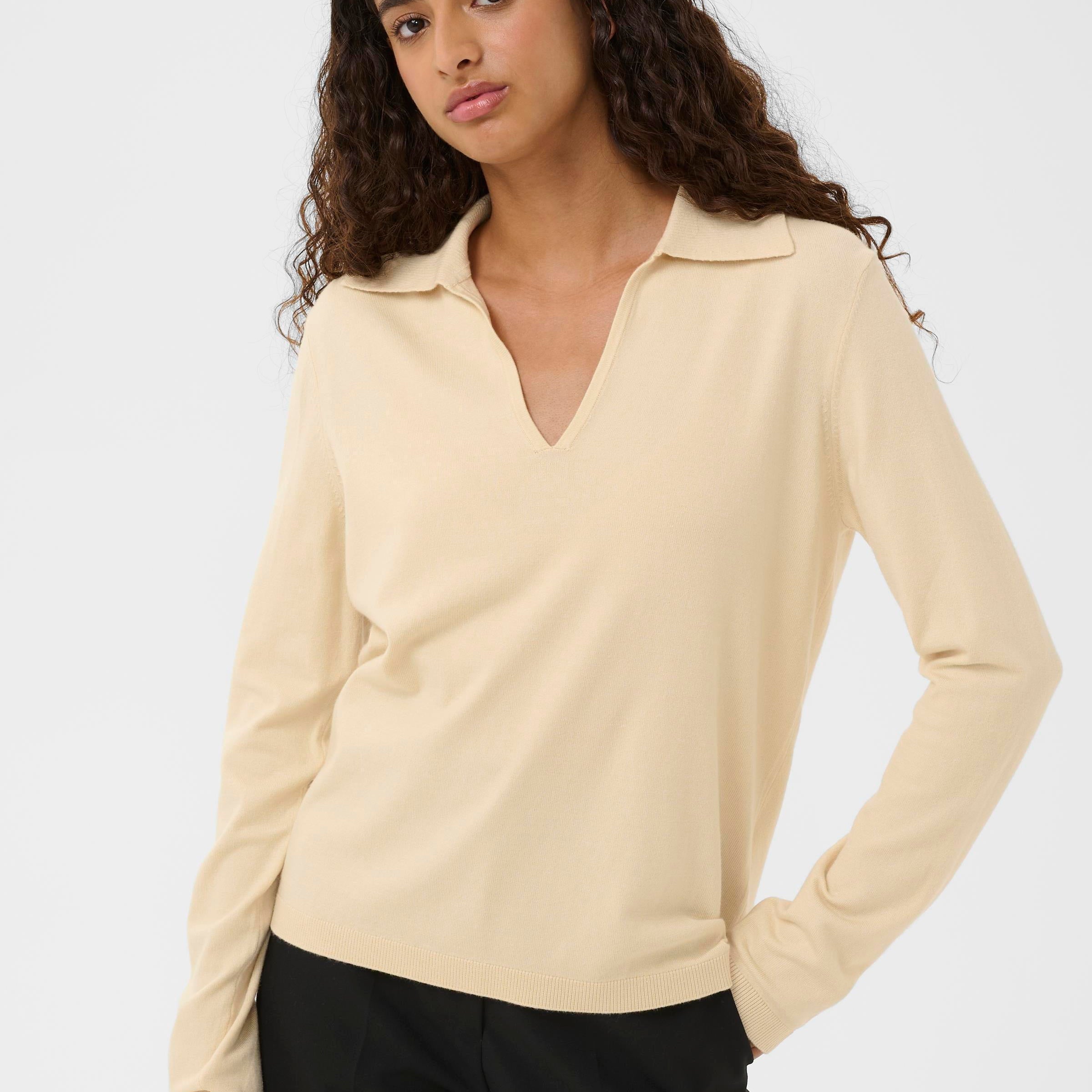 SAINT TROPEZ SPINA POLO PULLOVER - SANDSHELL