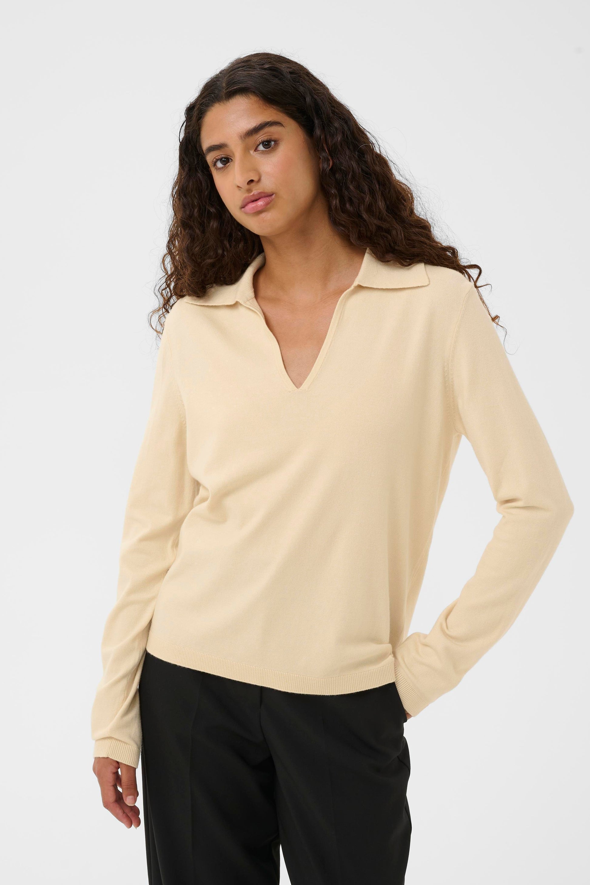 SAINT TROPEZ SPINA POLO PULLOVER - SANDSHELL