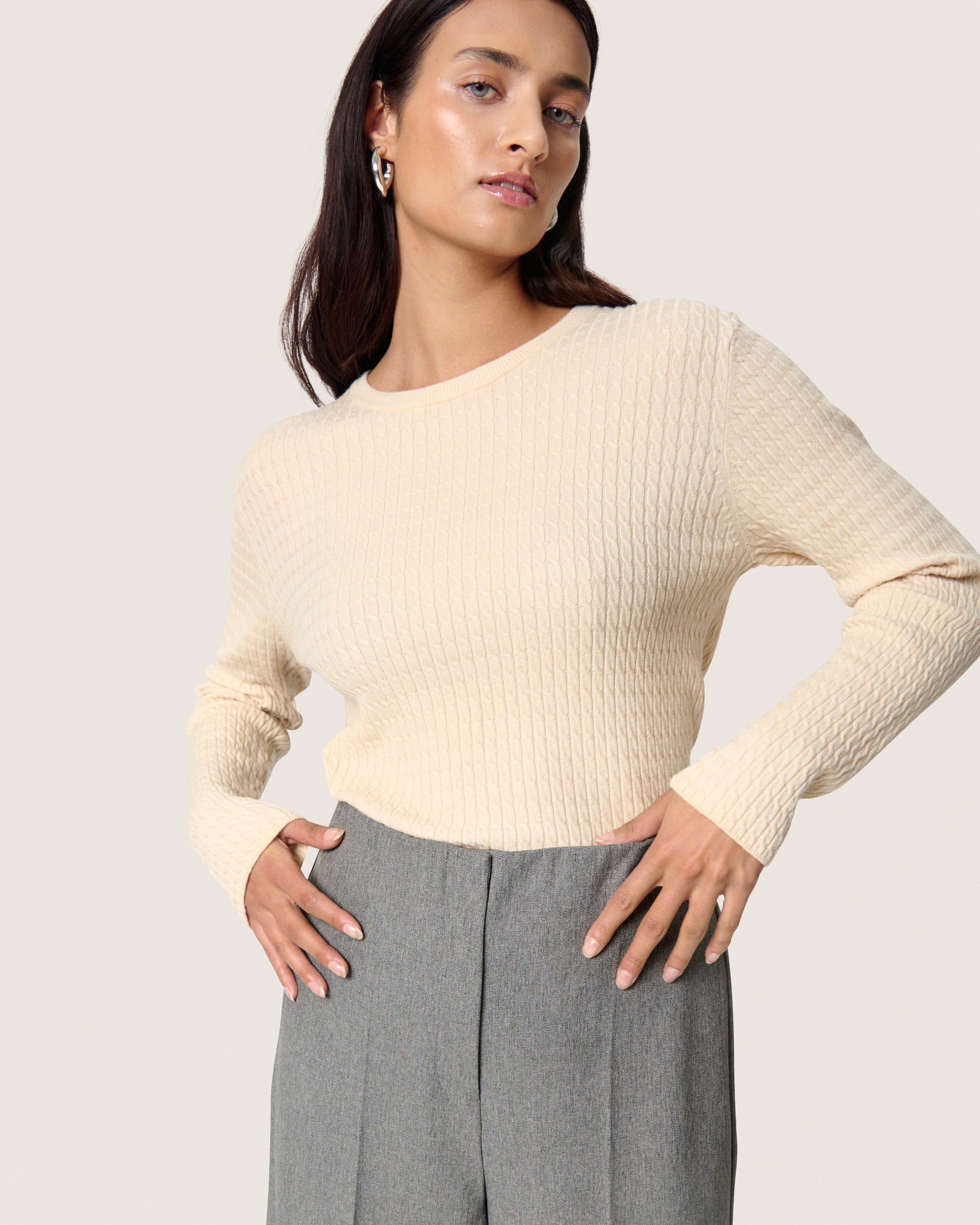 SOAKED SPINA CABLE PULLOVER - SANDSHELL