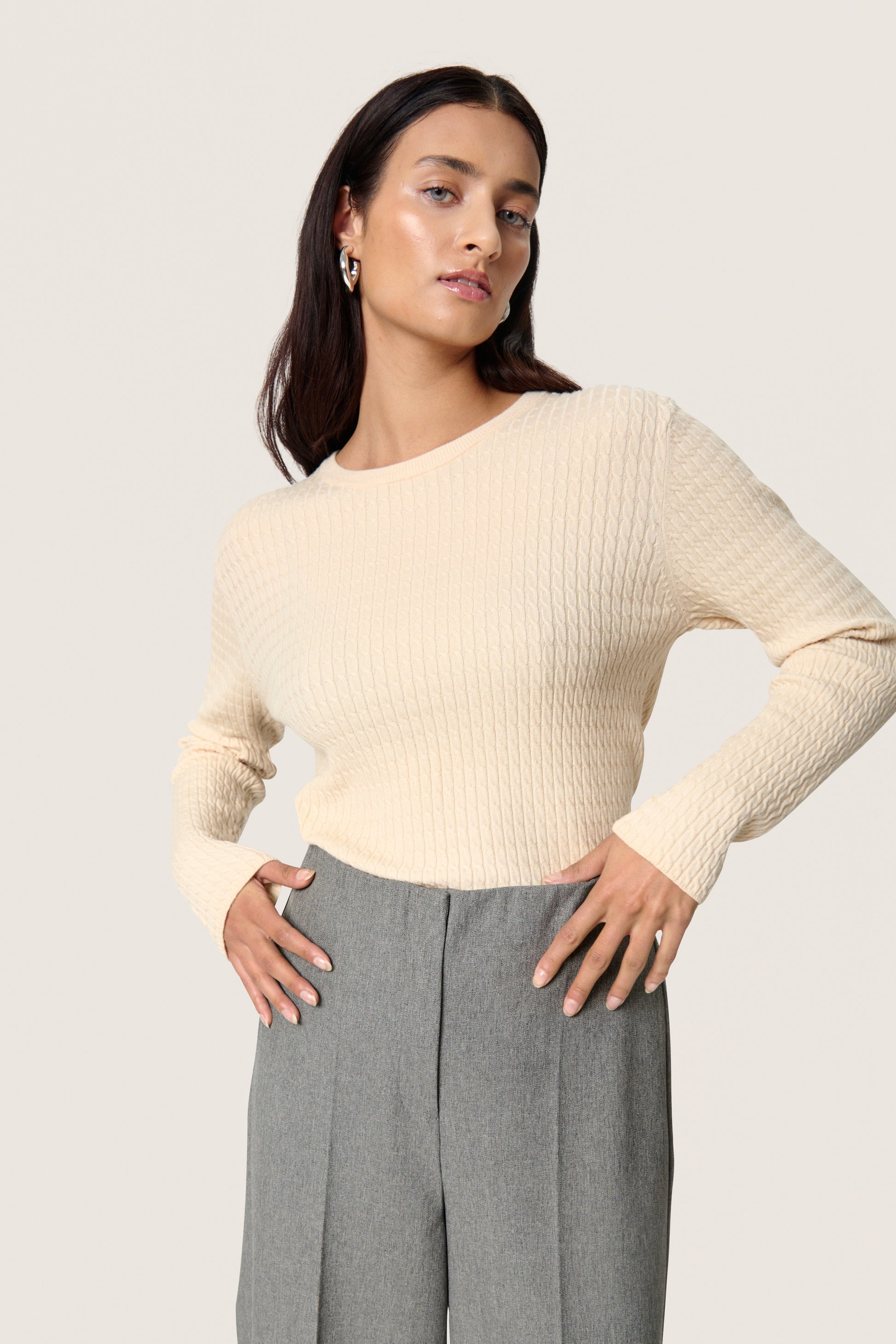 SOAKED SPINA CABLE PULLOVER - SANDSHELL