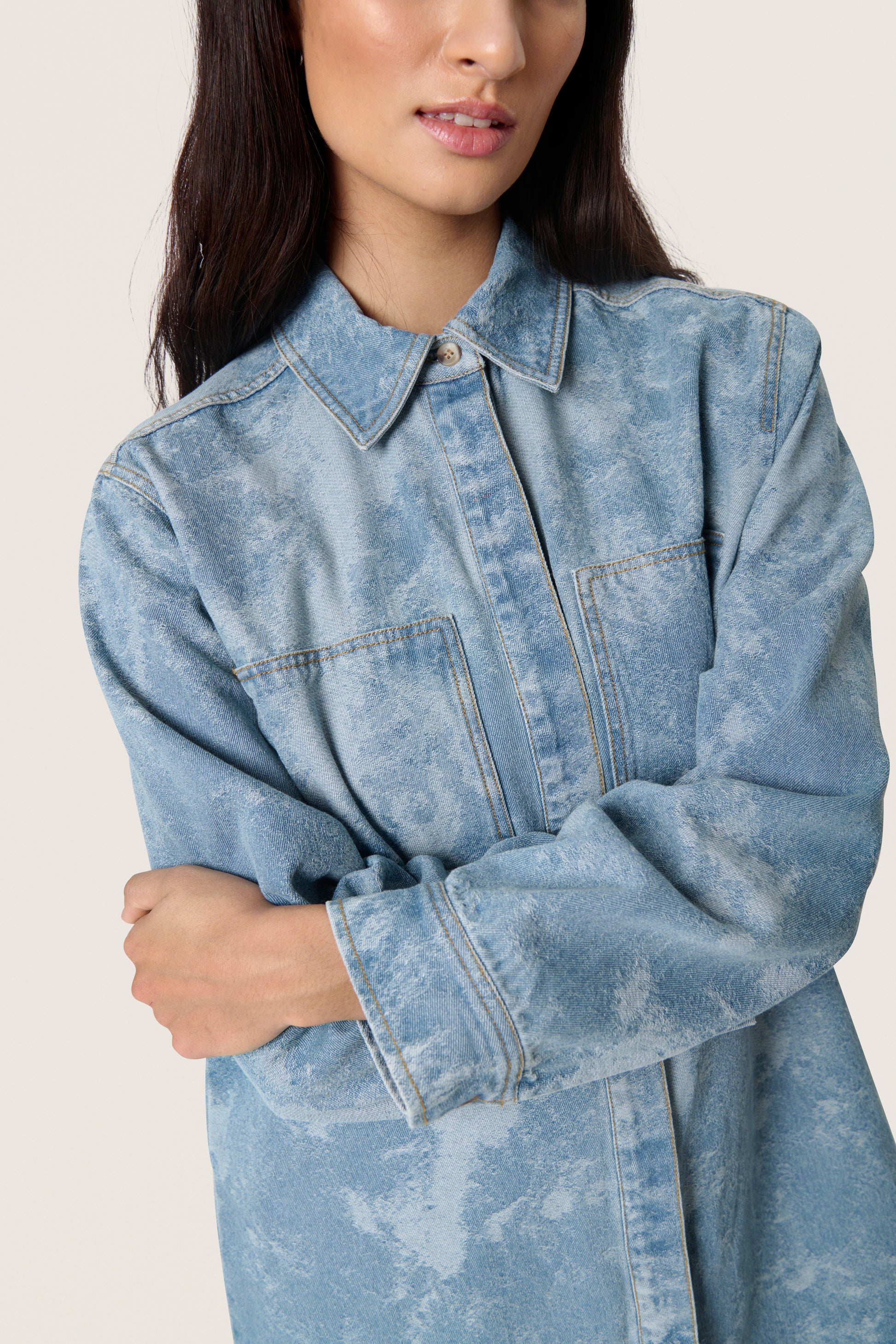 SOAKED ALTEA DENIM DRESS - FUZZY BLUE DENIM