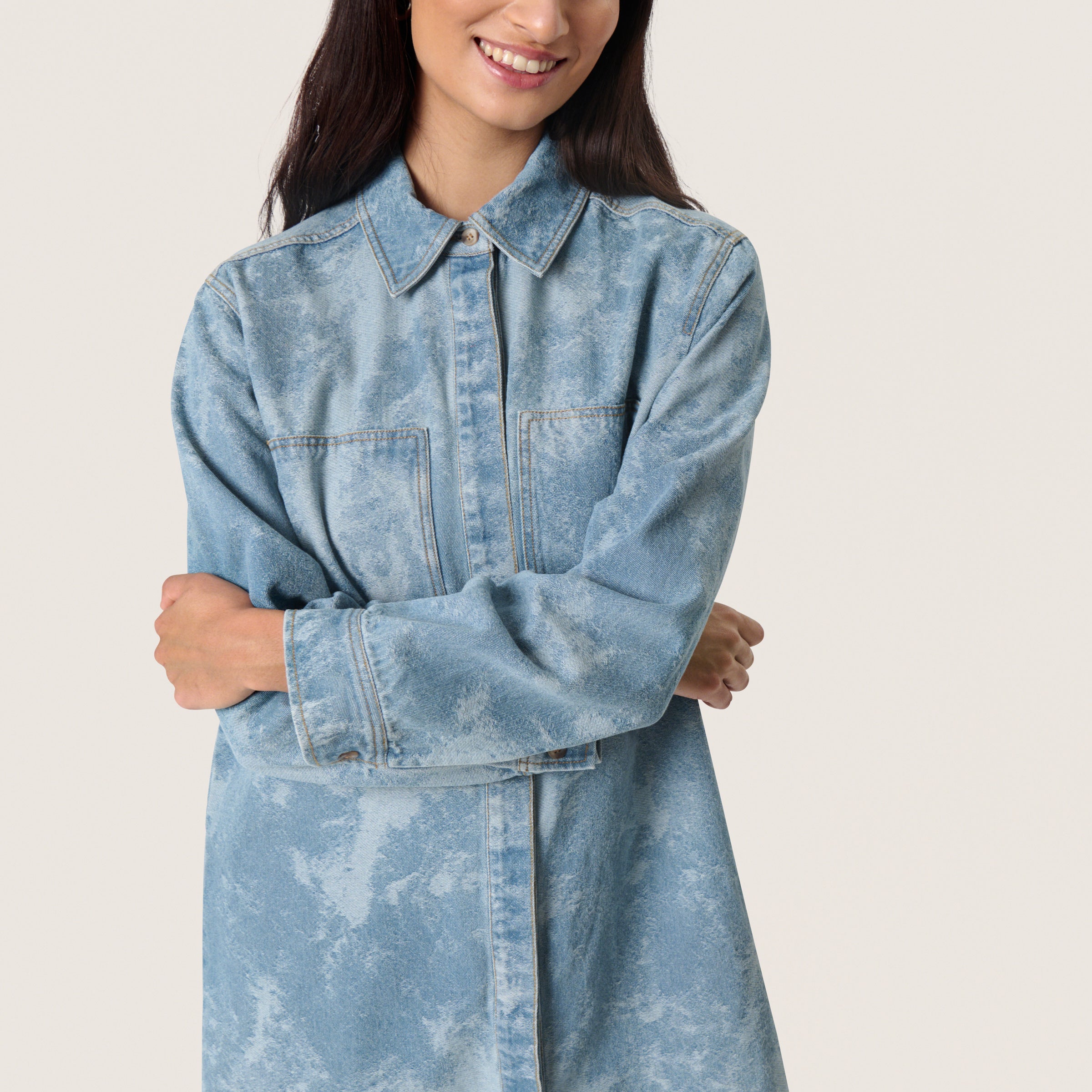 SOAKED ALTEA DENIM DRESS - FUZZY BLUE DENIM