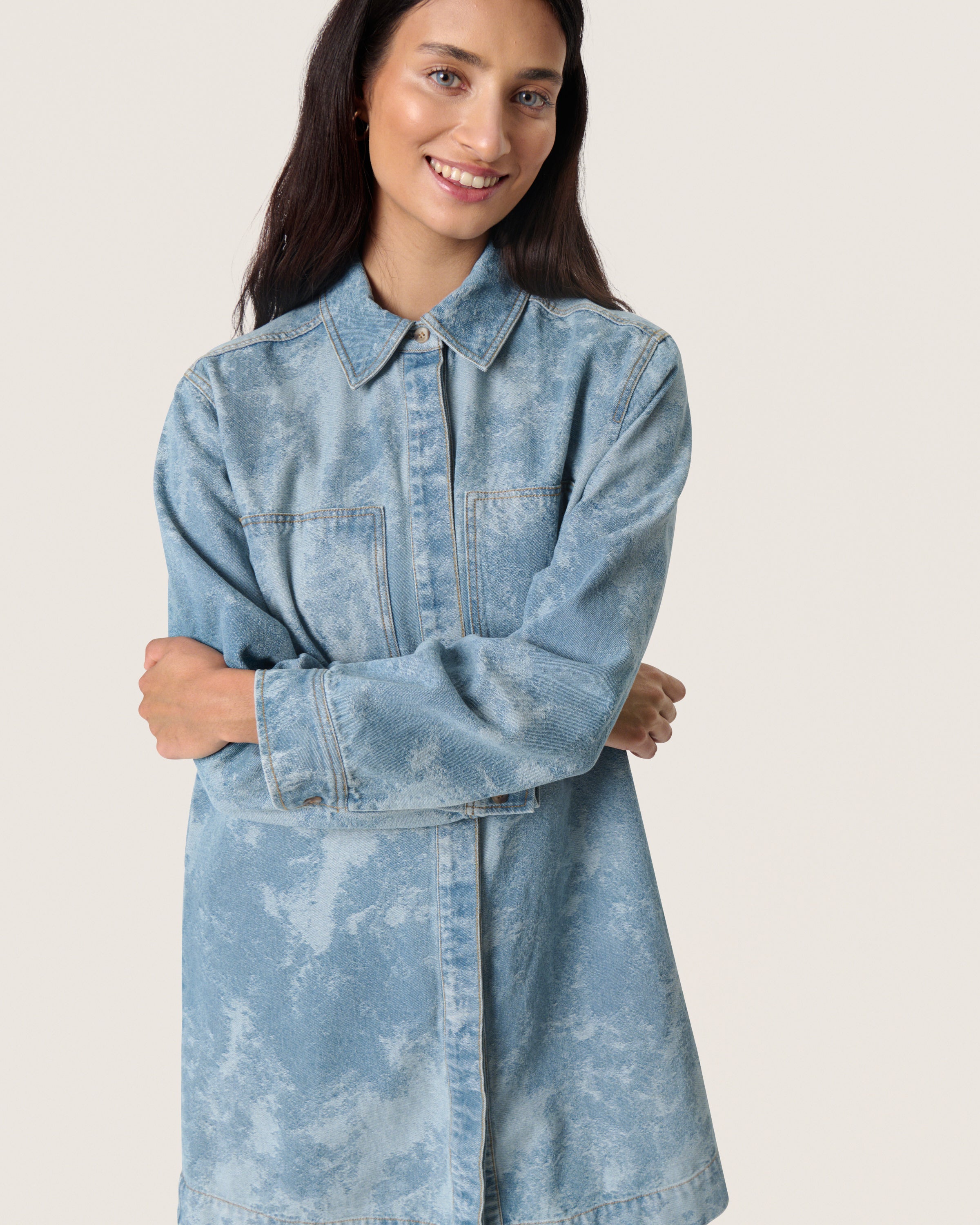 SOAKED ALTEA DENIM DRESS - FUZZY BLUE DENIM