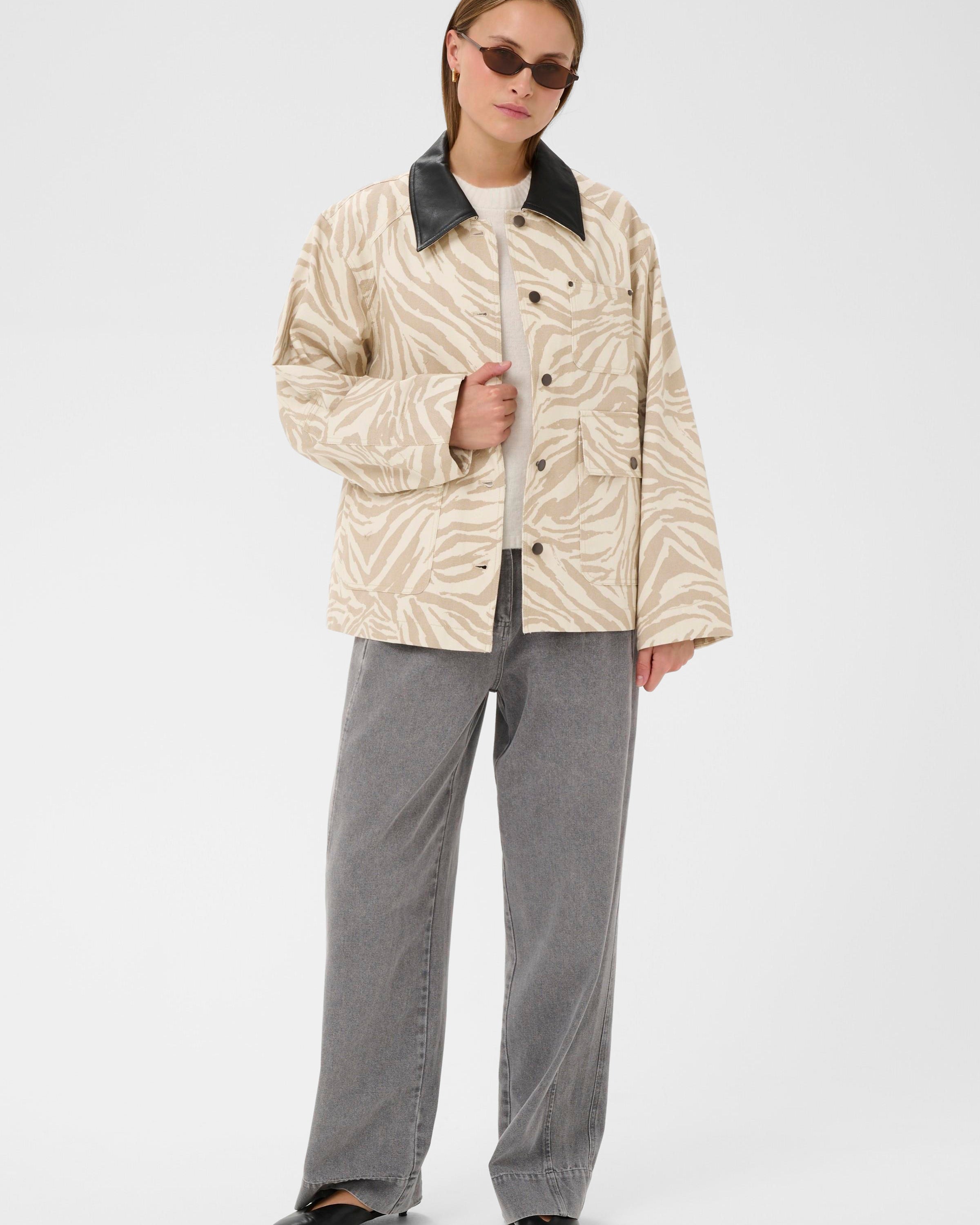 SOAKED NATALIE PRINTED JACKET - TAUPE